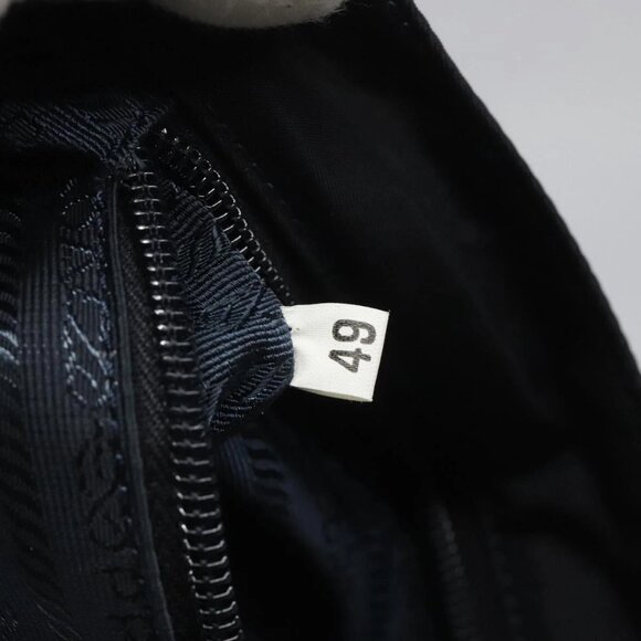 PRADA Hand Bag Nylon Navy Gold Auth JB052 - Picture 12 of 16